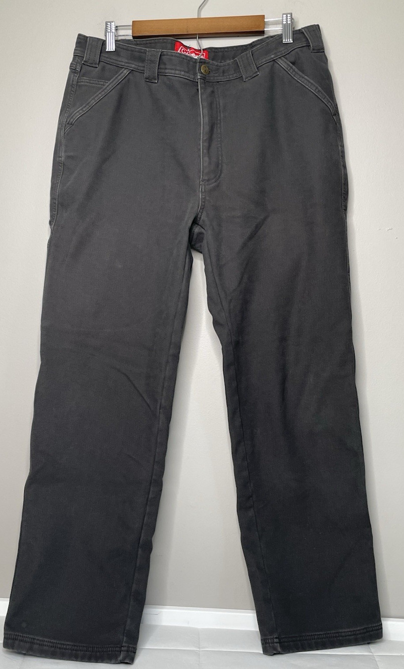 Coleman Mens 36x32 Gray Fleece Lined Carpenter Work Pants Utility Cargo